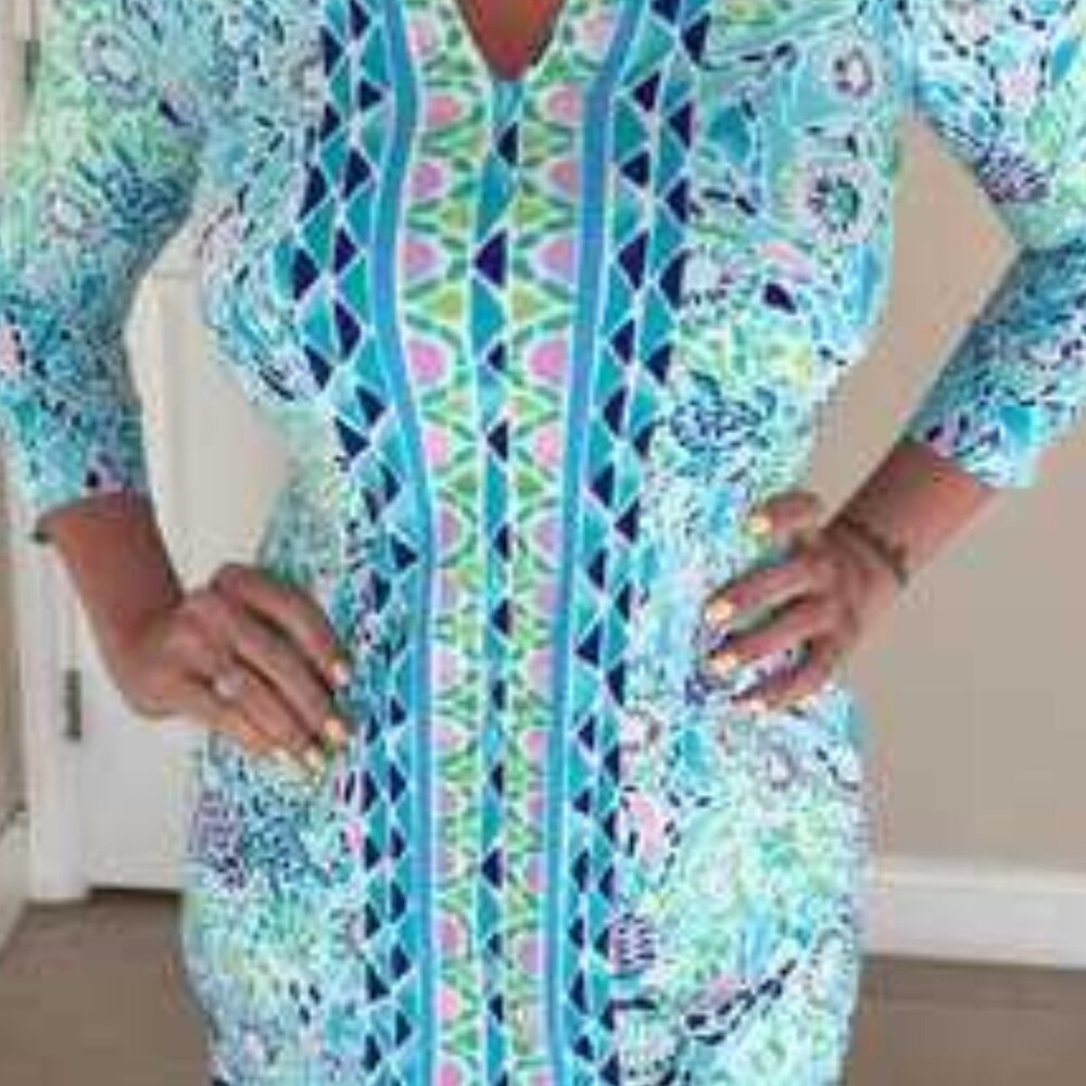 Lilly Pulitzer Nadine Chilly Lilly Dress XL Blue Ibiza Open Water - Picture 4 of 4